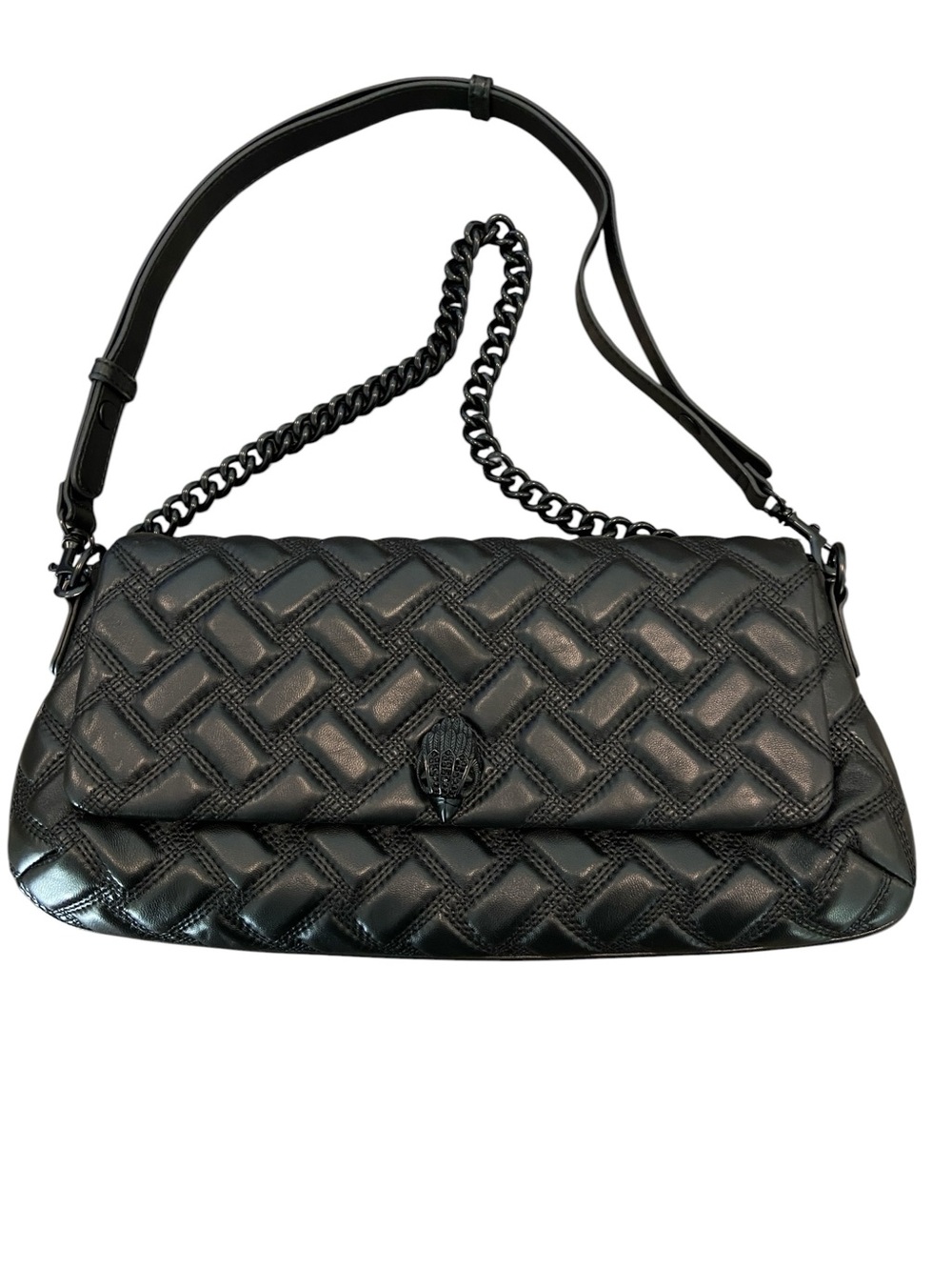 Kurt Geiger Kensington Black Drench Quilted Shoulder Bag with Chain Strap
